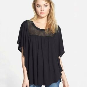 Ella Moss 'Brynn' Mesh Yoke Flutter Sleeve Top